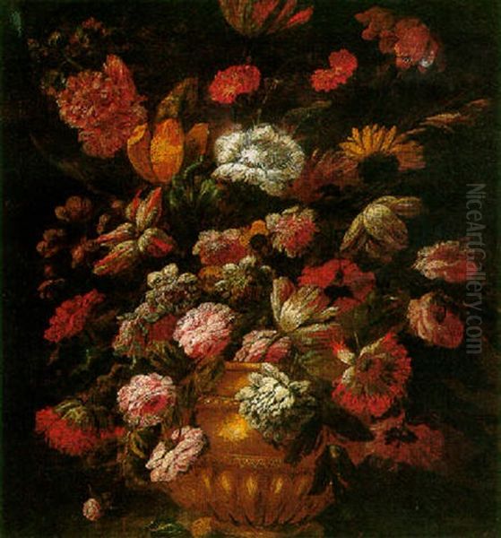 A Still Life Of Flowers In A Gilt Urn - view 1