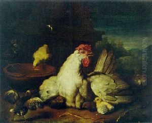 A Hen With Chicks In A Farmyard