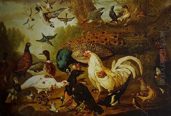 The Fable Of The Raven: A Concert Of Birds In A Wooded Landscape by Pieter Casteels III