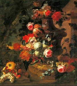 Still Life Of Flowers In A Vase Set In A Landscape Still Life Of Flowers In A Vase Set In A Landscape