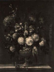Roses, Tulips, Snowballs And Other Flowers In A Vase
