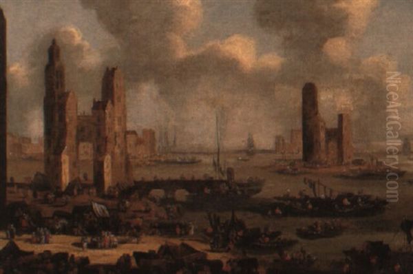 A Capriccio Harbour With Numerous Figures - view 1