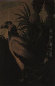 A Vulture By A Pineapple Tree