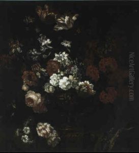 Groses Blumenbouquet In Einer Vase by Pieter Casteels III