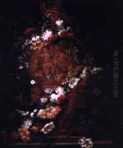 Guirlande De Fleurs Autour D'un Vase Antique by Pieter Casteels III