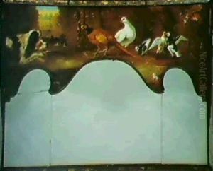 Ornamental Fowl With Spaniels In A Landscape by Pieter Casteels III