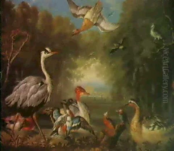 Waterfowl In A River Landscape And A Fox And Poultry In A Landscape (59 X 89cm.) (2) - view 1