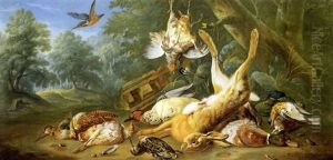 Dead Hare And Other Game At The Edge Of A Wood