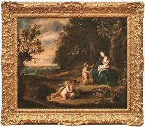 Maria Mit Kind Und Johannes In Waldiger Landschaft by Pieter Casteels the Elder
