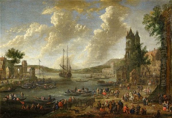 Flusslandschaft Mit Reicher Figurenstaffage - view 1