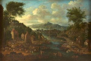 Paysage Avec Habitation Pres D'un Cours D'eau