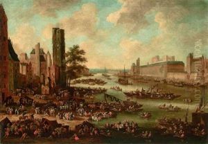 Blick Auf Den Turm Tour De Nesle Und Den Louvre In Paris by Pieter Casteels the Elder