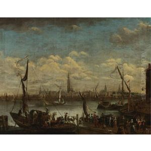 A View Of The Antwerp Port by Pieter Casteels the Younger