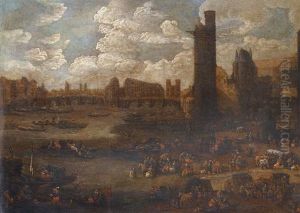 Vue Du Pont Neuf Et De La Tour De Nesle by Pieter Casteels the Younger