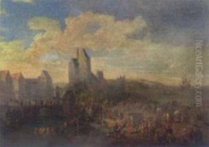 Port Scene With Figures by Pieter Casteels the Younger