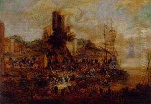 A Quayside With Numerous Figures