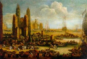 A Capriccio Of A Coastal Estuary With A Market On The Shore