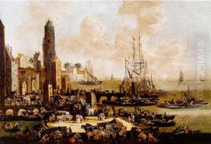 Scene De Port Mediterraneen by Pieter Casteels the Younger