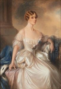 Elegante Au Collier De Perles by Ernest Castelein