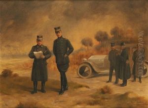 Albert 1er Et Le General Guillaume Baix Sur Le Terrain by Ernest Castelein