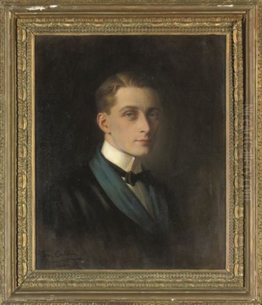 Portrait Of A Gentleman, In Evening Dress With A Smoking Jacket - view 1