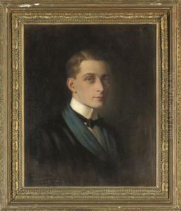 Portrait Of A Gentleman, In Evening Dress With A Smoking Jacket by Ernest Castelein