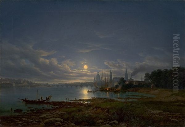 Ansicht Auf Dresden, Mondschein by Anton Castell