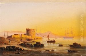 Abenstimmung Uber Einem Befestigten Hafen Am Mittelmeer (toulon?)