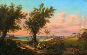 Blick Auf Eine Italienische Hafenstadt Im Abendlicht