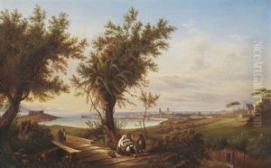 Italienische Hafenstadt (triest?) Im Abendlicht by Anton Castell