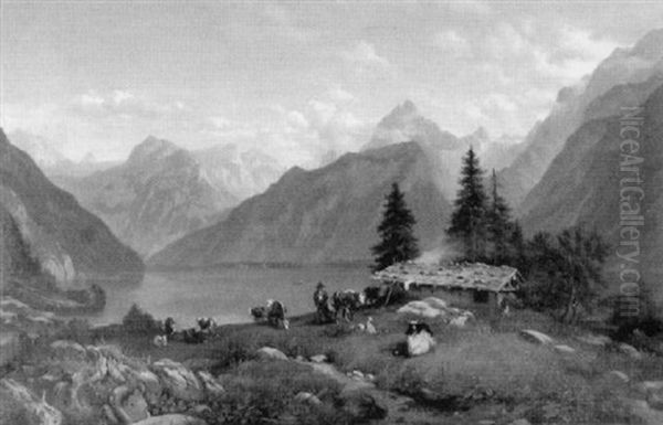 Schafer An Einem Gebirgsee In Den Alpen - view 1