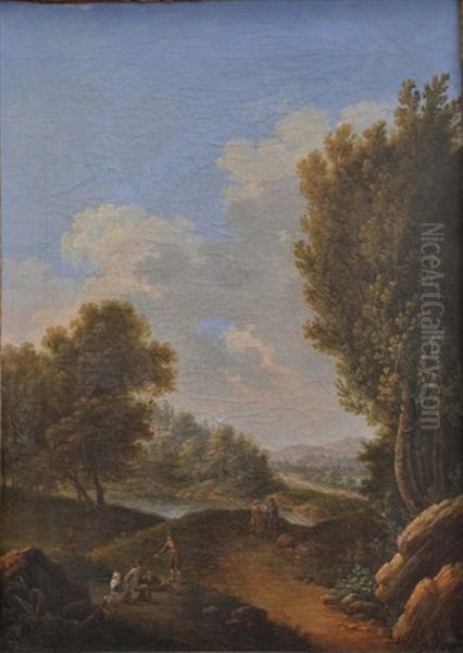 Repos De Promeneurs Dans Un Paysage De Riviere - view 1