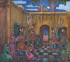 Fiesta En Patio Interior by Carlos Alberto Castellanos