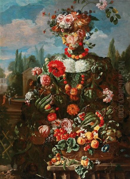 An Anthropomorphic Allegory Of Spring; An Anthropomorphic Allegory Of Summer; An Anthropomorphic Allegory Of Autumn; An Anthropomorphic Allegory Of Winter (4 Works) - view 1