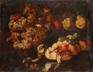 Nature Morte De Grappes De Raisin Et Pommes Sur Un Entablement by Giovanni Paolo Castelli (lo Spadino)