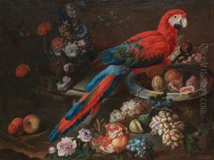 Stillleben Mit Papagei Und Fruchten by Giovanni Paolo Castelli (lo Spadino)