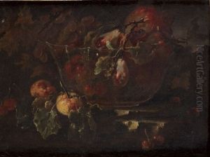 Nature Morte Aux Raisins, Aux Peches Et A La Grenade Et Nature Morte Aux Raisins (pair) by Giovanni Paolo Castelli (lo Spadino)