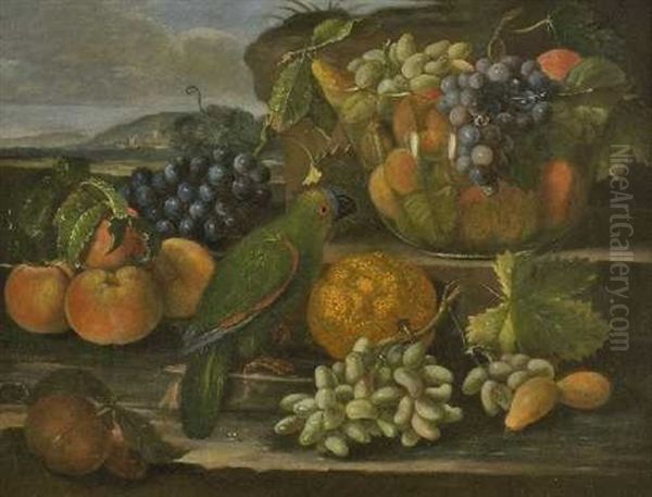 Fruchtestillleben Mit Papagei - view 1