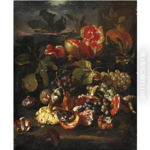Natura Morta Di Frutta Con Melagrane, Uva, Funghi E Fichi