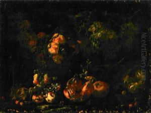 Nature Morte Aux Raisins, Peches Et Grenades by Giovanni Paolo Castelli (lo Spadino)