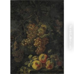 Natura Morta Con Uva E Mele by Giovanni Paolo Castelli (lo Spadino)