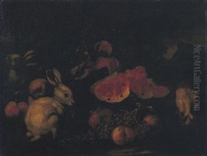 Pesche, Uva, Melograni, Anguria, Fichi, Tre Conigli En Plein Air Pesche, Uva, Melograni, Anguria, Fichi, Tre Conigli En Plein Air