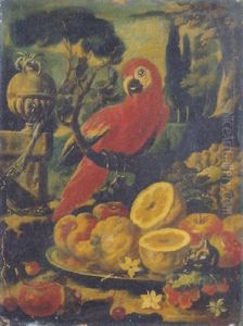 Limoni, Cedri, Una Zucca Ed Un Pappagallo In Un Giardino by Giovanni Paolo Castelli (lo Spadino)