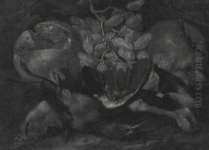 Pomegranates And Grapes With Dead Songbirds by Giovanni Paolo Castelli (lo Spadino)