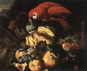 Frutta In Un Giardino E Un Pappagallo