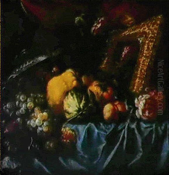 Nature Morte Aux Pommes, Coings, Peches, Raisins Et Prunes: Allegorie De L'odorat - view 1