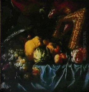 Nature Morte Aux Pommes, Coings, Peches, Raisins Et Prunes: Allegorie De L'odorat by Giovanni Paolo Castelli (lo Spadino)