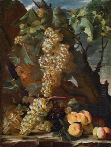 Still Life With Grapes And Peaches by Bartolomeo Castelli the Elder