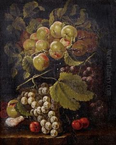 Peaches With Grapes And Cherries On A Stone Ledge by Bartolomeo Castelli the Younger