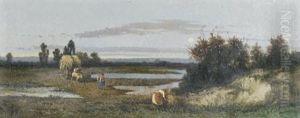 Landschaft Mit Schilfsammlern